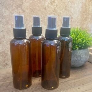 4 Pack New Spray Bottles Amber Empty Fine Mist Plastic Travel Bottle 3.4oz/100ml